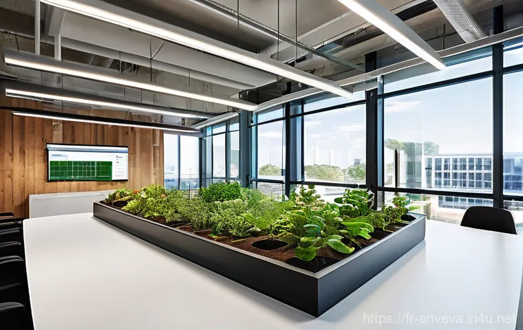 환경영향평가 국제 인증 제도 소개 - **Prompt 1: Sustainable Innovation in a Modern Office**
A bright, clean, and modern open-plan of...